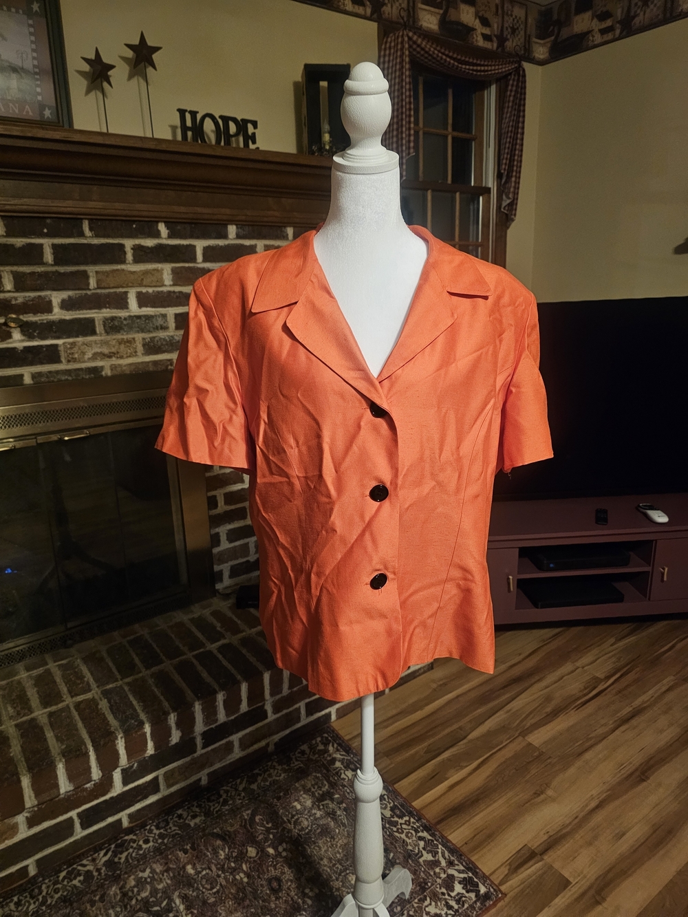 Norton McNaughton Orange Button-Front Blouse